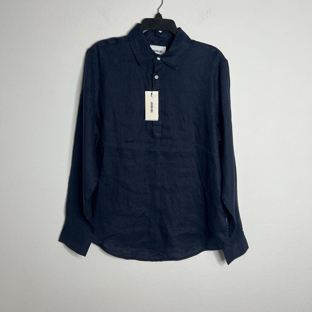 Jason Wu Men’s Shirt Button Up Long Sleeve 100% Linen Size Medium